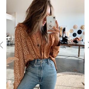 12th Tribe Gold Leopard Button Up